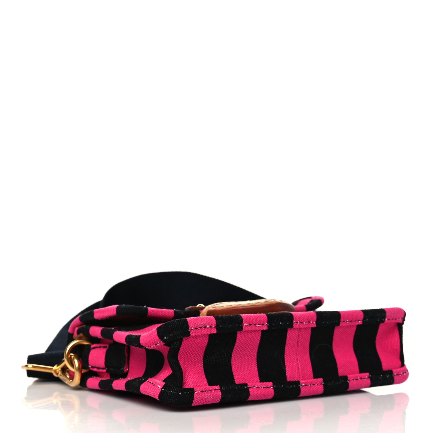 Canvas Canapa Righe Striped Mini Shoulder Bag Fuxia