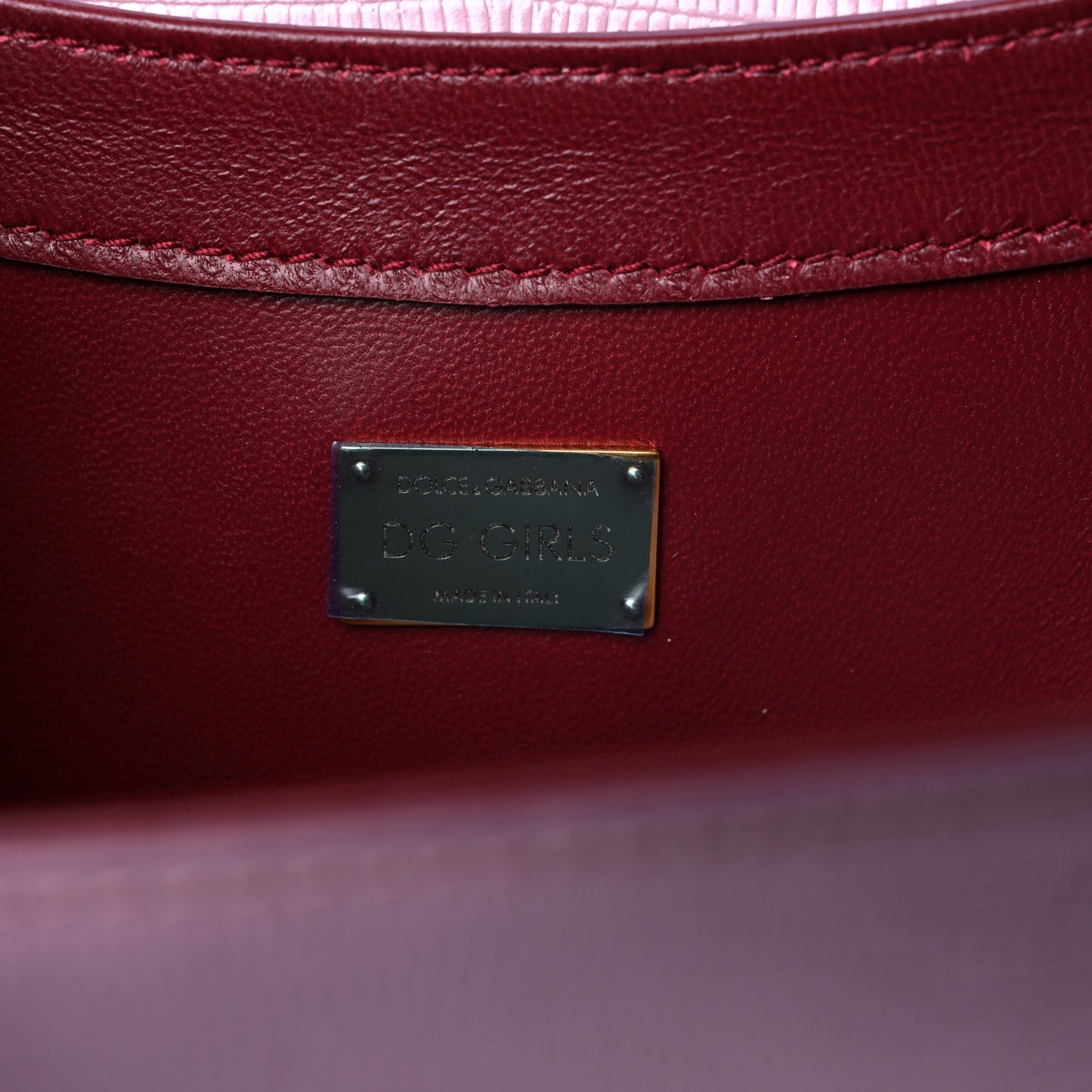 Velvet Lizard Calfskin Embossed DG Shoulder Bag Pink