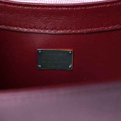 Dolce & Gabbana Velvet Lizard Calfskin Embossed DG Shoulder Bag Pink 5 of 12