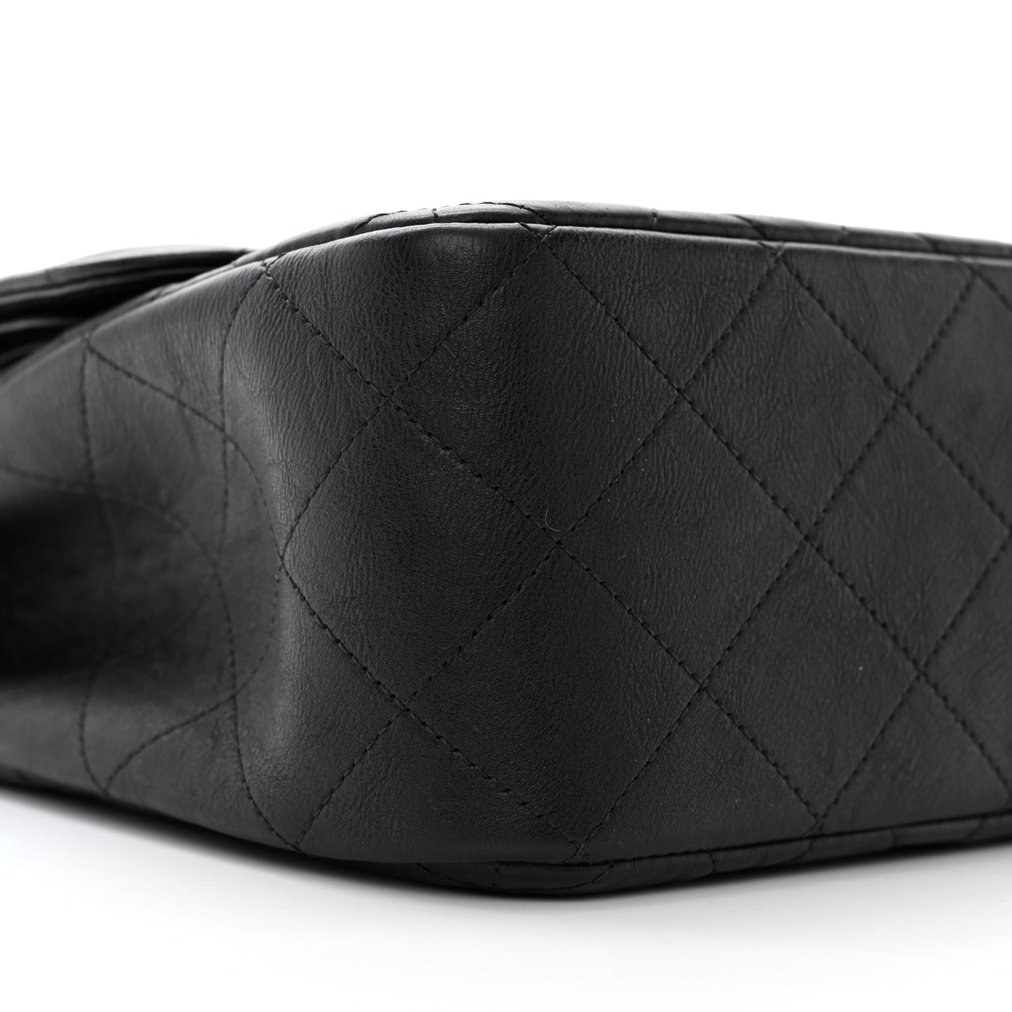 Crumpled Calfskin Quilted Jumbo Double Flap So Black