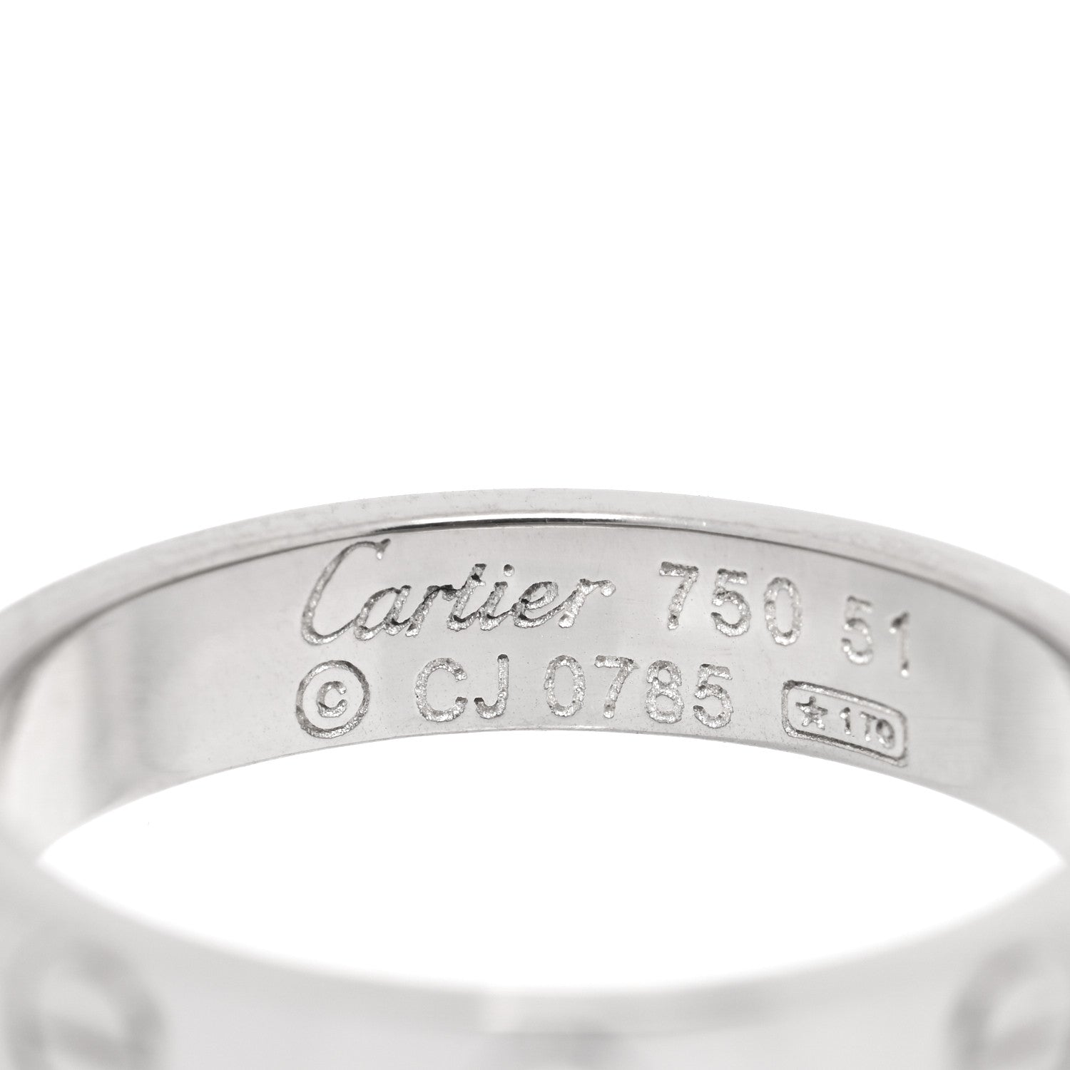 Cartier 18K White Gold 3.5mm LOVE Wedding Band Ring 51 5.75 4 of 4