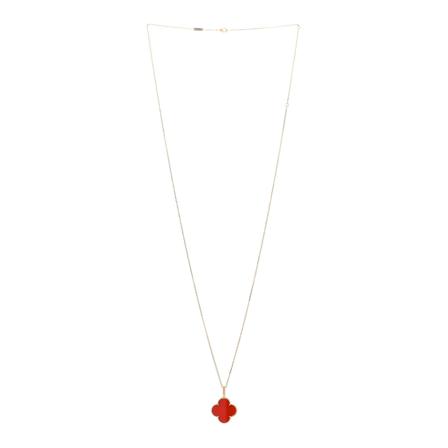 Van Cleef & Arpels 18K Yellow Gold Carnelian Magic Alhambra Long Necklace 2 of 5