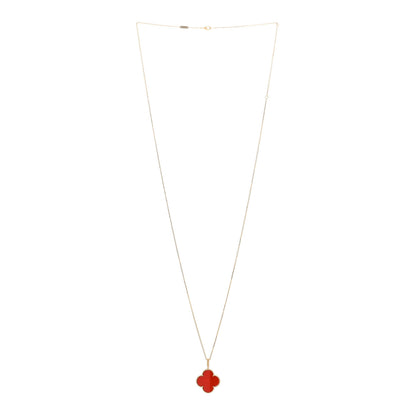 Van Cleef & Arpels 18K Yellow Gold Carnelian Magic Alhambra Long Necklace 2 of 5