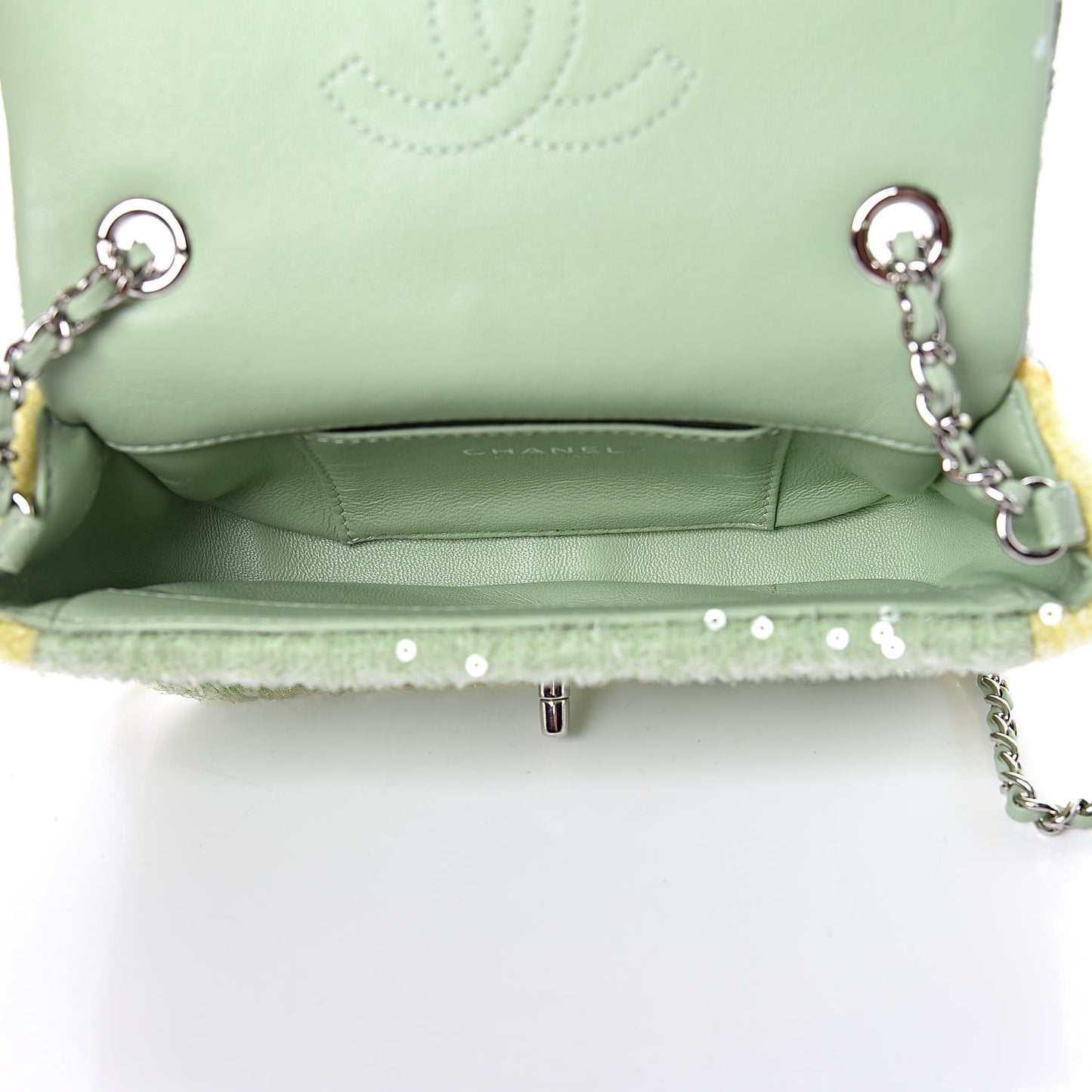 Sequin Mini Waterfall Flap Green Light Green Yellow