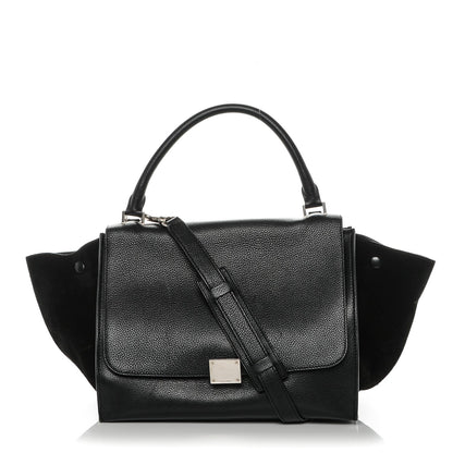 Celine Drummed Calfskin Suede Medium Trapeze Black 1 of 6