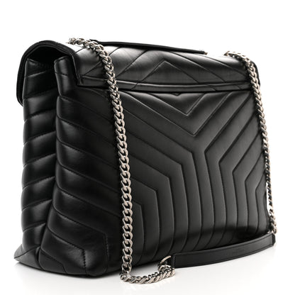 Saint Laurent Calfskin Y Quilted Monogram Large Loulou Chain Satchel Black 4 of 10