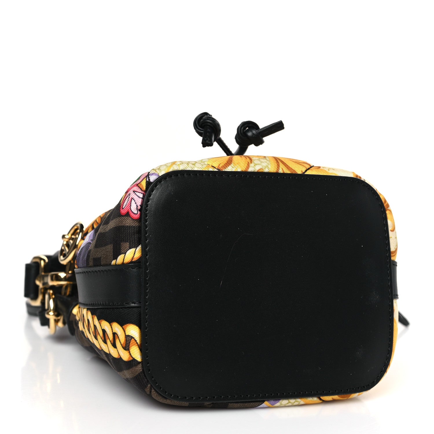 Fendi X VERSACE Silk Vitello Fendace FF Baroque Quilted Mini Mon Tresor Bucket Bag Gold Multicolor 4 of 8