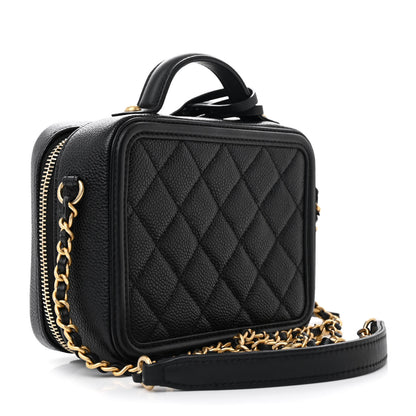 Chanel Caviar Quilted Small CC Filigree Vanity Case Black 3 of 11