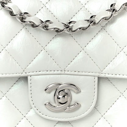 Chanel Iridescent Crumpled Calfskin Quilted Mini Rectangular Flap White 8 of 10