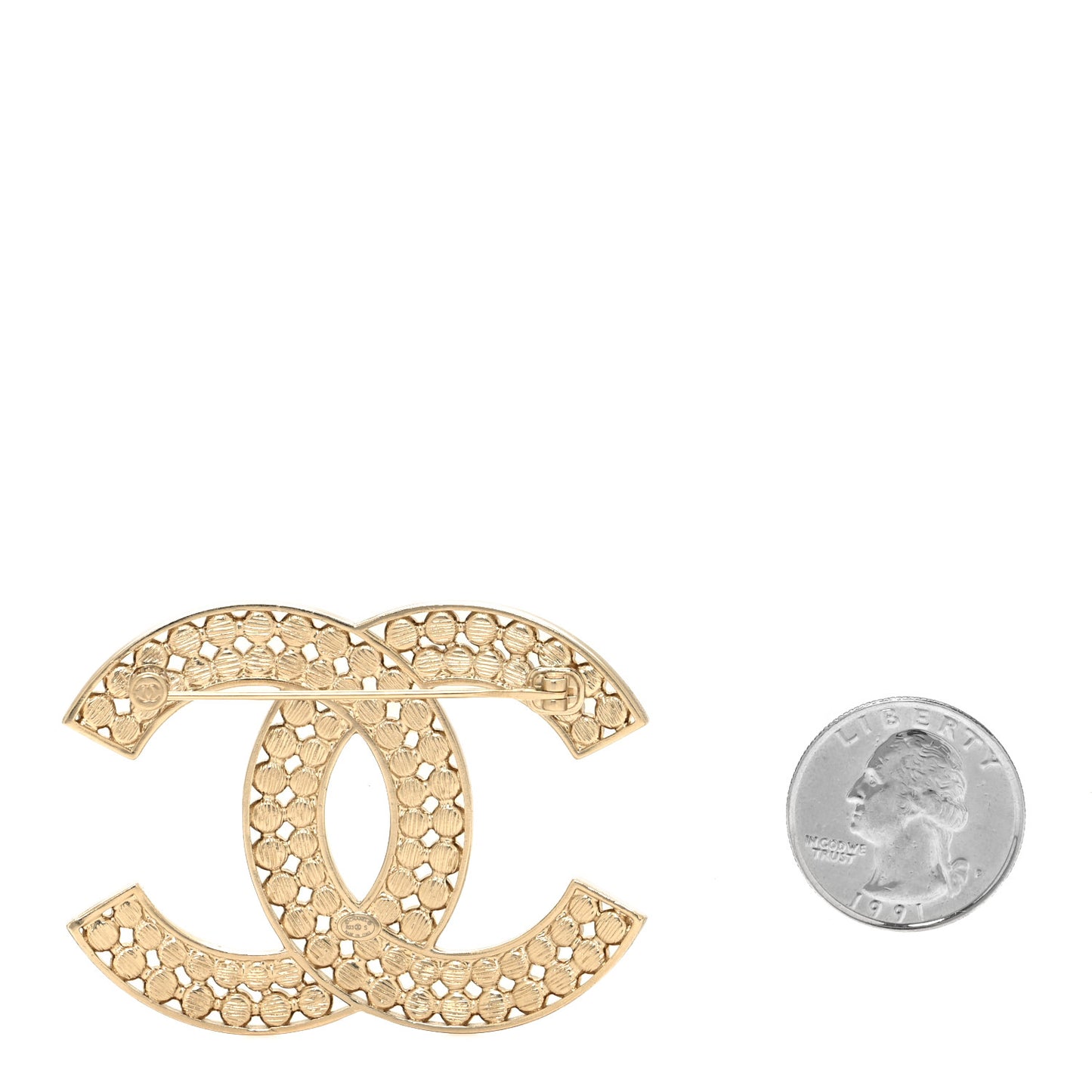 Large Strass Crystal CC Brooch Black Gold