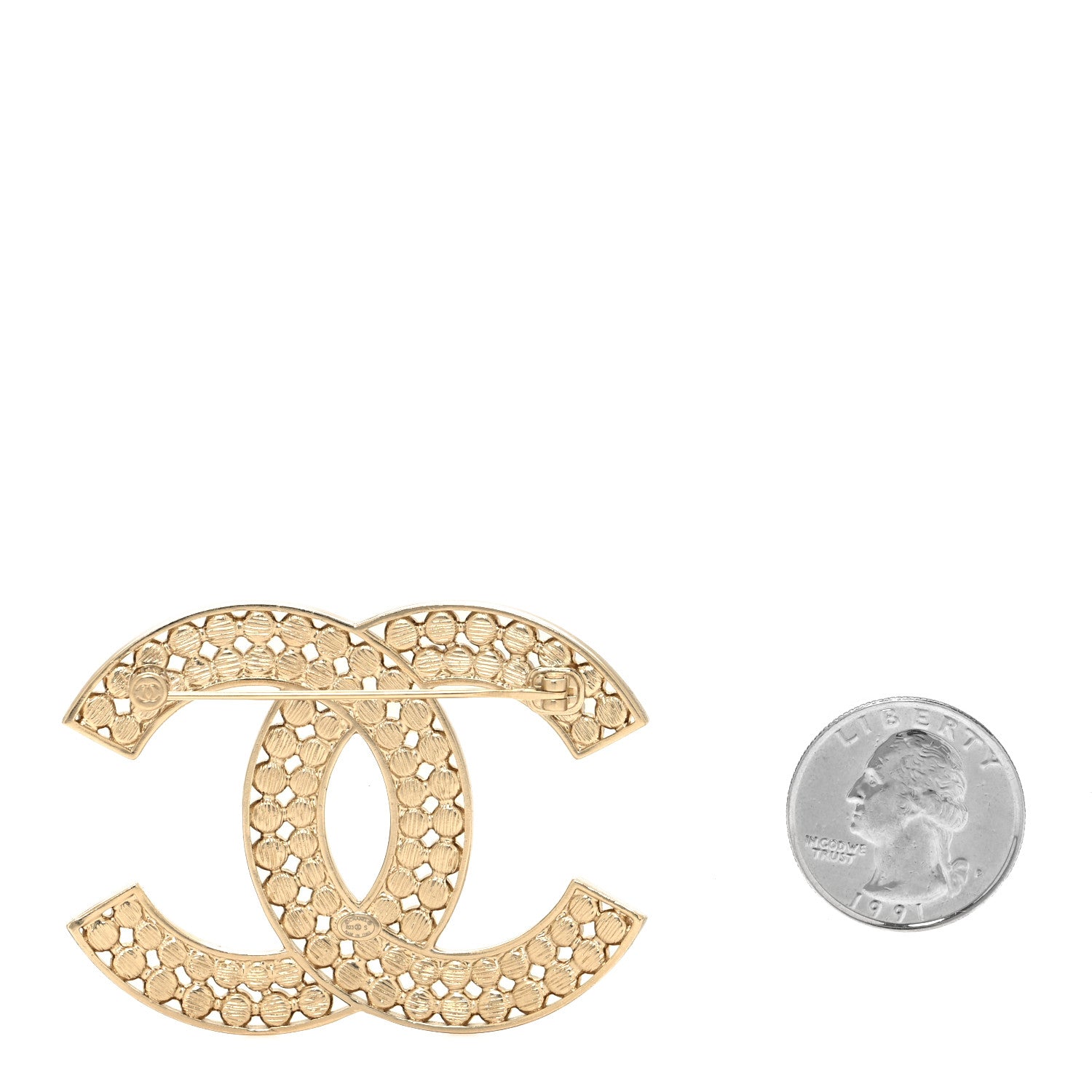 Chanel Large Strass Crystal CC Brooch Black Gold 2 of 3