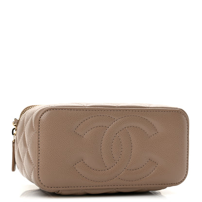 Chanel Caviar Quilted Small Vanity Case With Chain Dark Beige 4 of 10