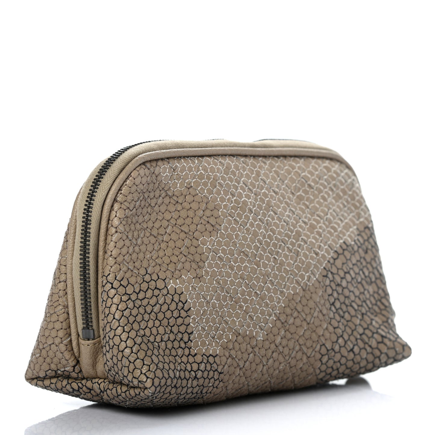 Nappa Intrecciato Camo Embroidered Cosmetic Pouch Taupe