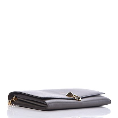 Fendi Vitello Liberty Century Lucido By The Way Continental Wallet On Chain Carbone 4 of 14