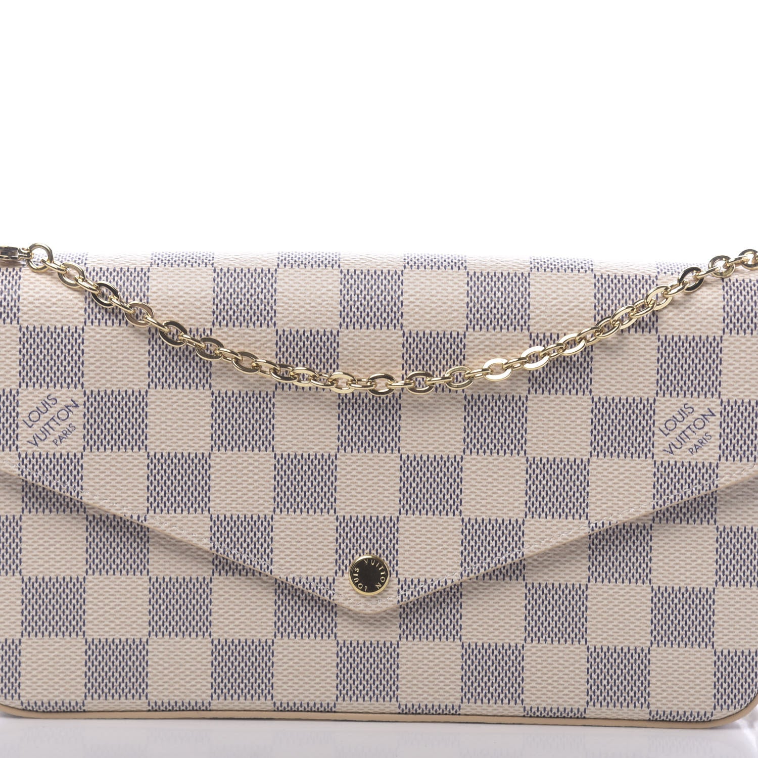 Louis Vuitton Damier Azur Pochette Felicie Chain Wallet Rose Ballerine 10 of 10