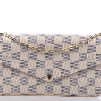 Louis Vuitton Damier Azur Pochette Felicie Chain Wallet Rose Ballerine 10 of 10