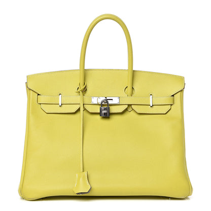 Hermes Epsom Candy Birkin 35 Lime Gris Perle 1 of 33