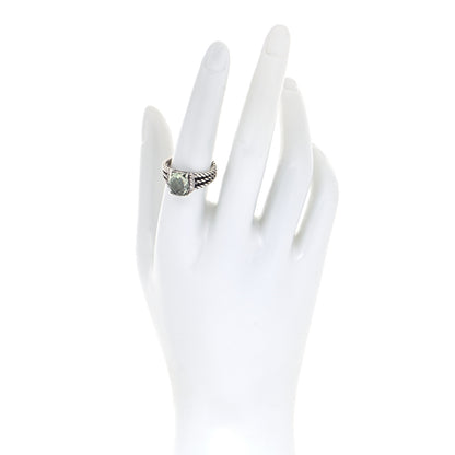 David Yurman Sterling Silver Diamond Prasiolite 10mm Petite Wheaton Ring 57 8 2 of 5