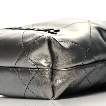 Chanel Metallic Shaded Calfskin Quilted Mini Chanel 22 Black Silver 10 of 11