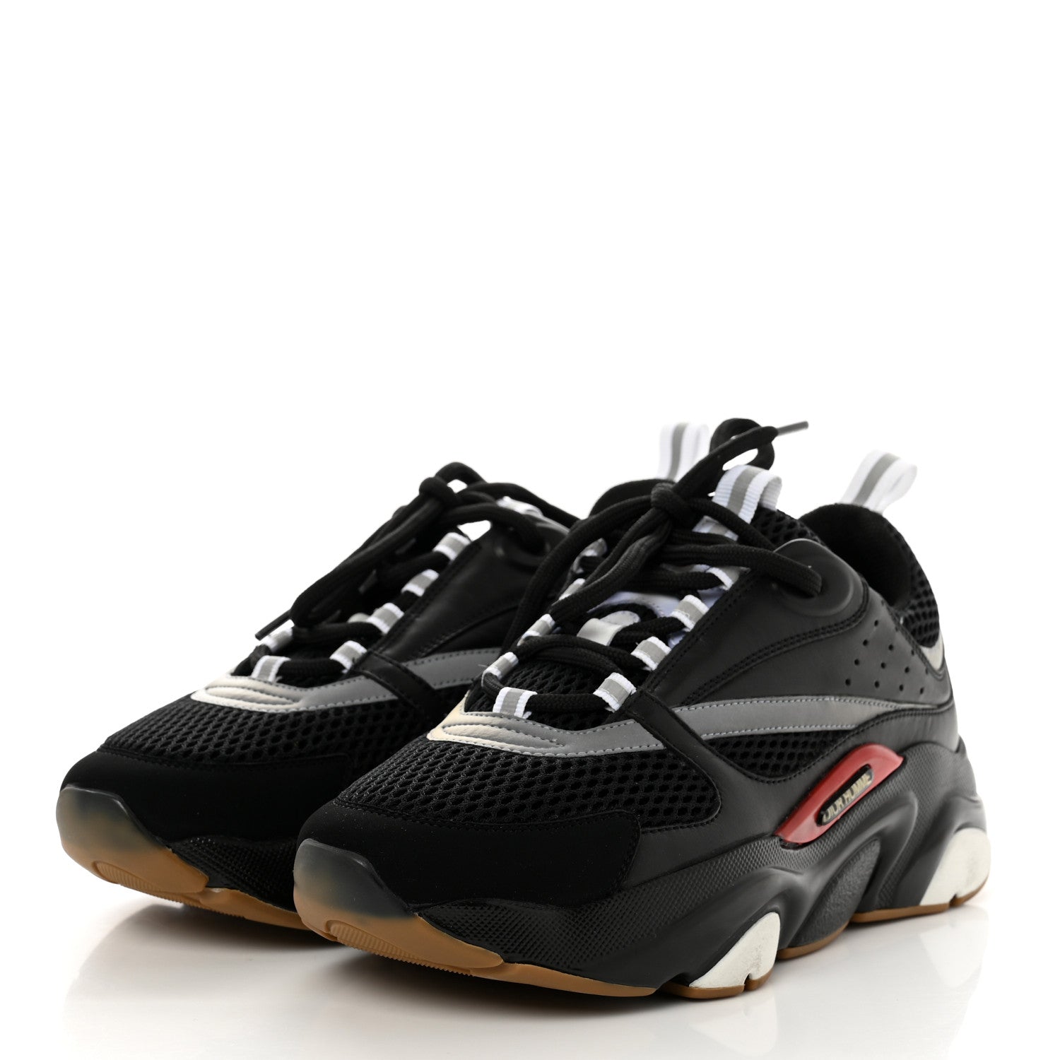 Christian Dior Technical Mesh Calfskin Mens B22 Sneakers 39 Black Red 3 of 8