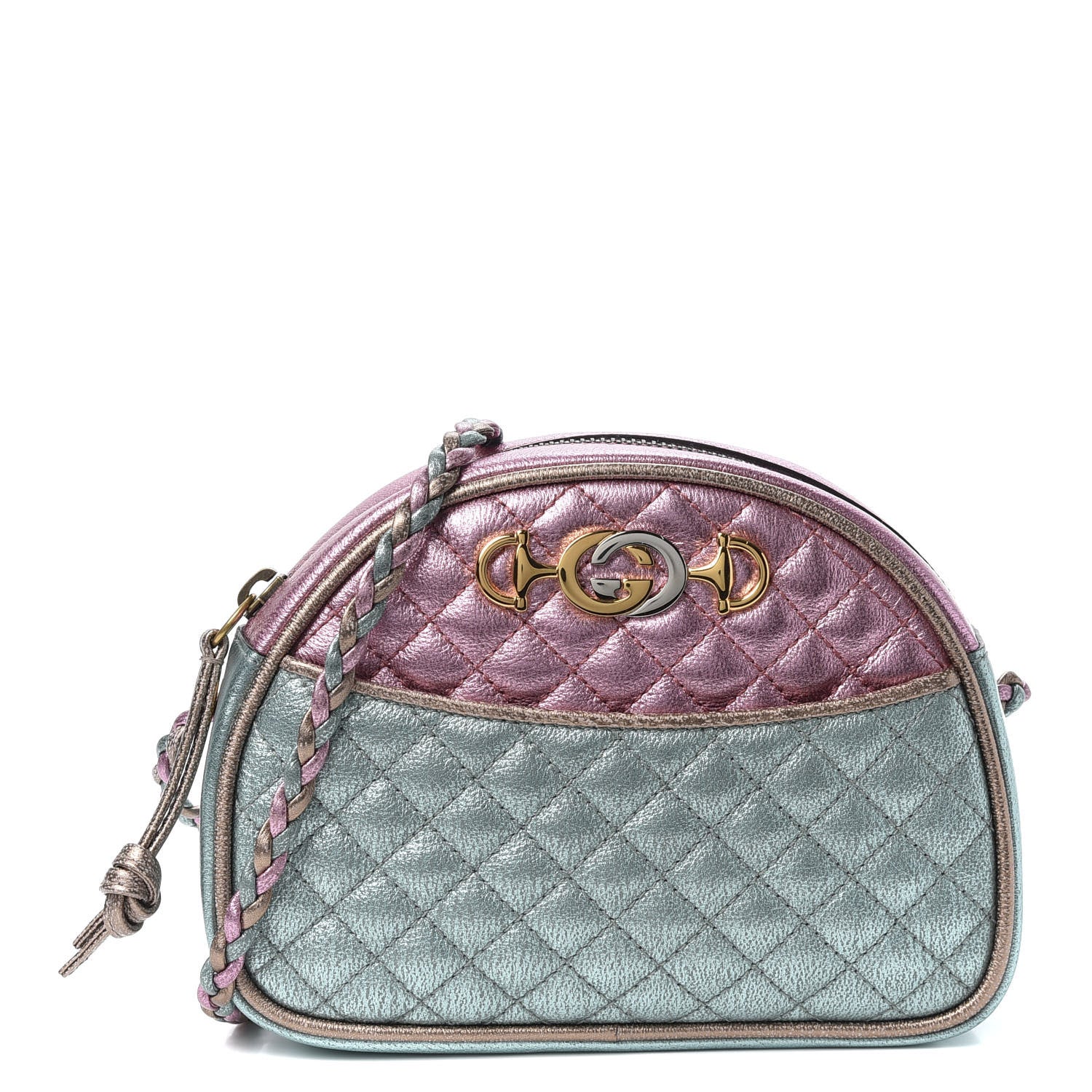 Gucci Laminated Nappa Trapuntata Mini Zumi Dome Shoulder Bag Rosa Lago Rame 1 of 9