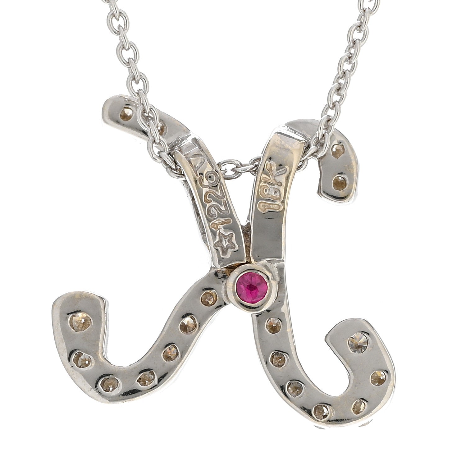Roberto Coin 18K White Gold Diamond Cursive Letter K Pendant Necklace 4 of 6