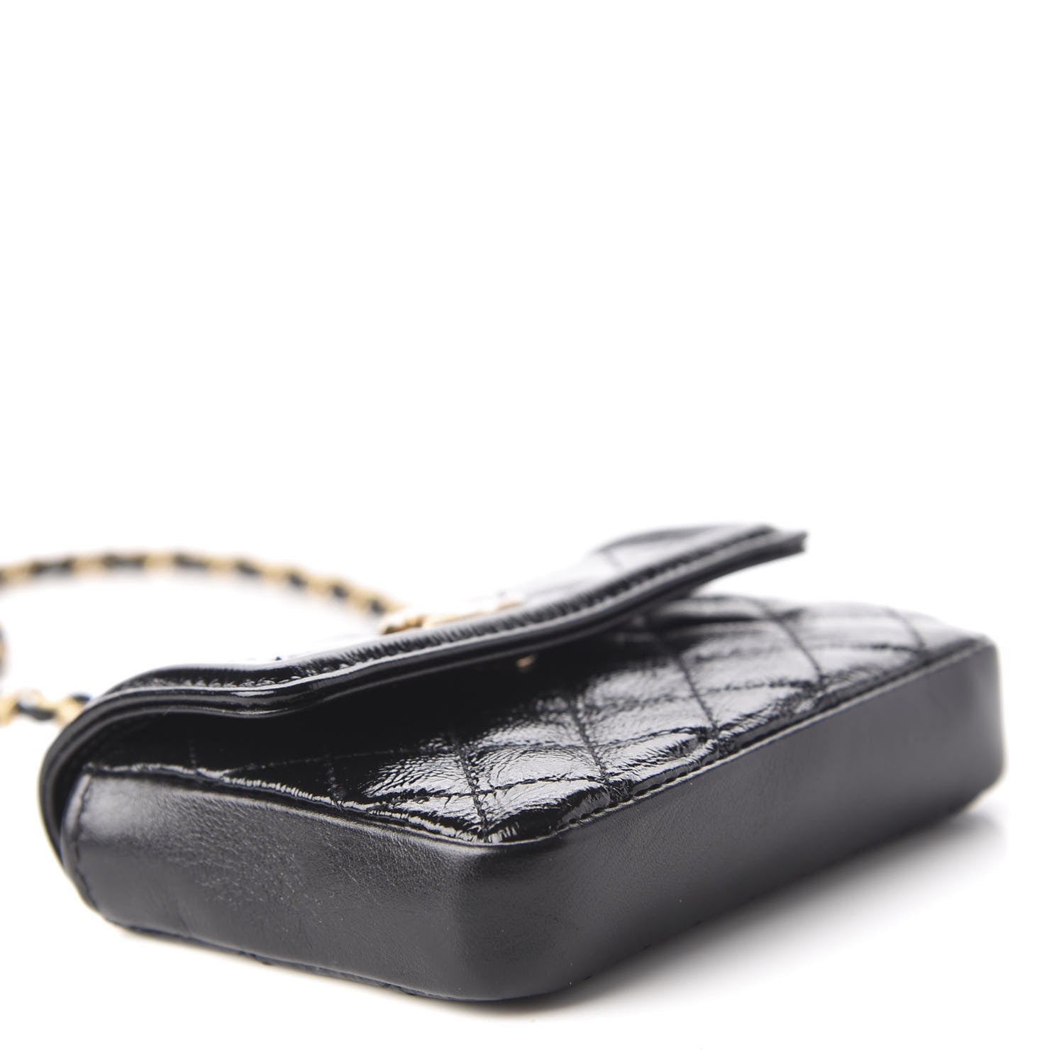 Chanel Shiny Aged Calfskin Quilted Waist Belt Bag Black 6 of 12