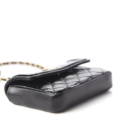 Chanel Shiny Aged Calfskin Quilted Waist Belt Bag Black 6 of 12