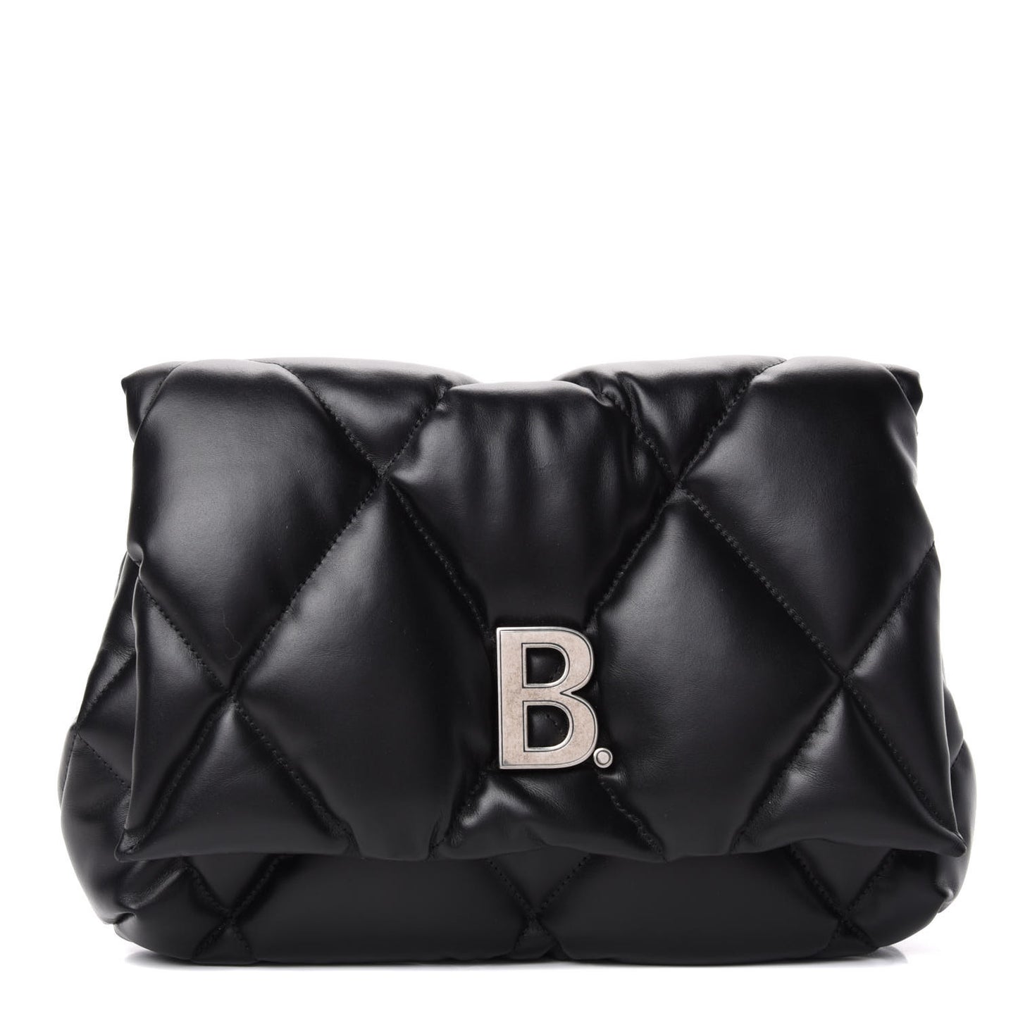 Nappa Calfskin Quilted Touch B Puffy Clutch Black