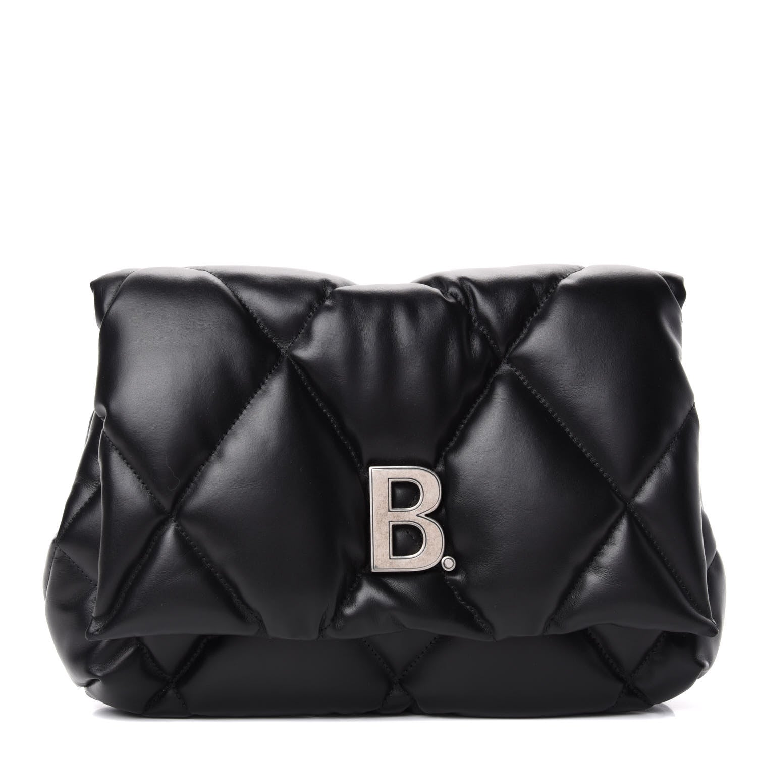 Balenciaga Nappa Calfskin Quilted Touch B Puffy Clutch Black 1 of 6