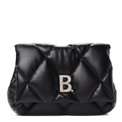 Balenciaga Nappa Calfskin Quilted Touch B Puffy Clutch Black 1 of 6