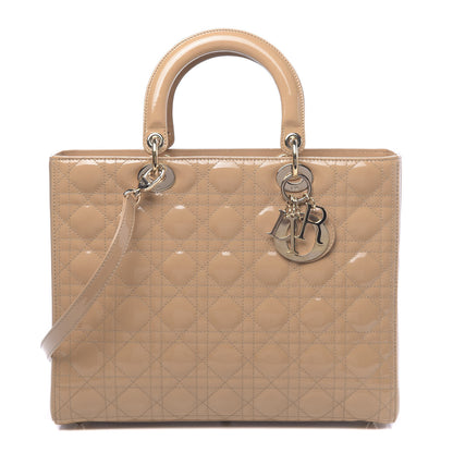 Christian Dior Patent Cannage Large Lady Dior Beige 1 of 10
