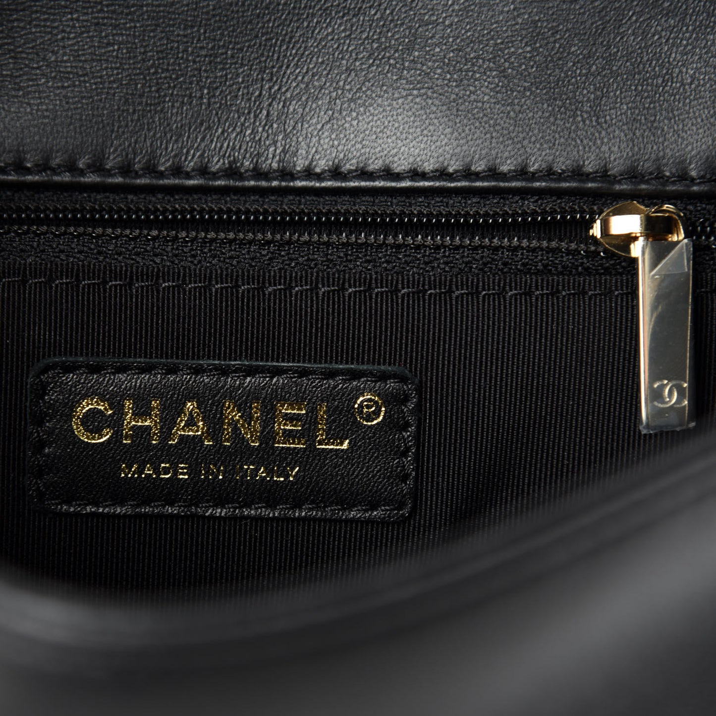 Lambskin Quilted Studded CC Flap Black