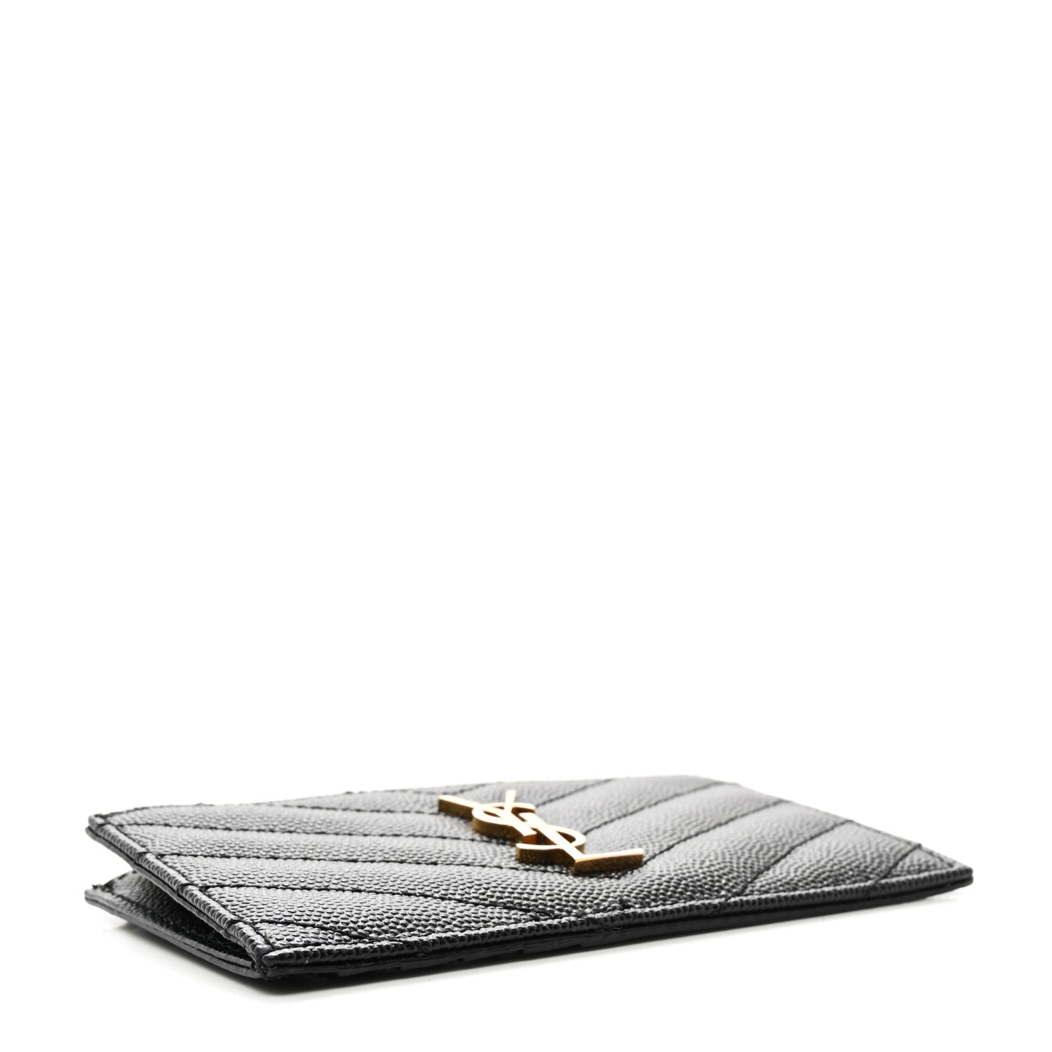 Saint Laurent Monogram Grain de Poudre 5 Fragments Zip Pouch Card Holder Black 4 of 7