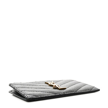 Saint Laurent Monogram Grain de Poudre 5 Fragments Zip Pouch Card Holder Black 4 of 7