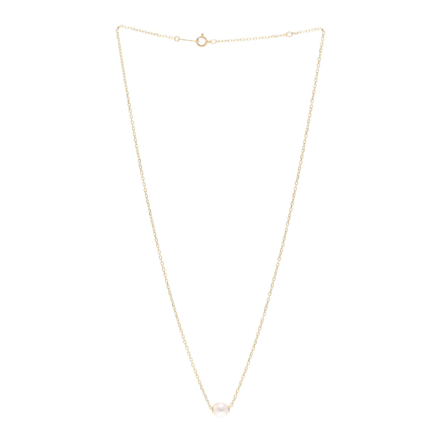 18K Yellow Gold Akoya Pearl 6mm Single Pendant Necklace