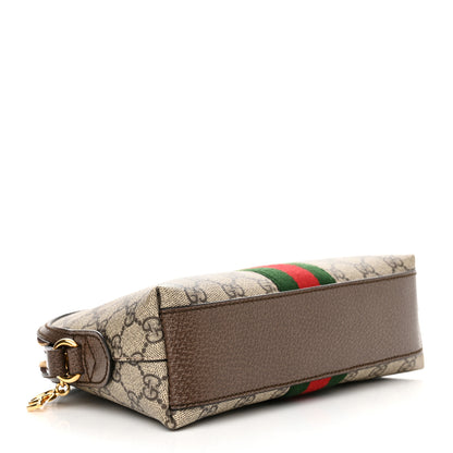 Gucci GG Supreme Monogram Textured Dollar Calfskin Web Small Ophidia Dome Shoulder Bag Beige Ebony New Acero 4 of 10