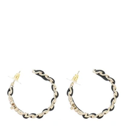 Chanel Lambskin CC Turnlock Chain Hoop Earrings Gold Black 1 of 5
