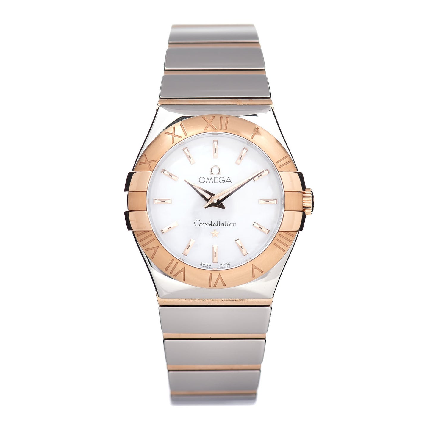 Stainless Steel 18K Red Gold Mother of Pearl 27mm Constellation Quartz Watch 123.20.27.60.05.003