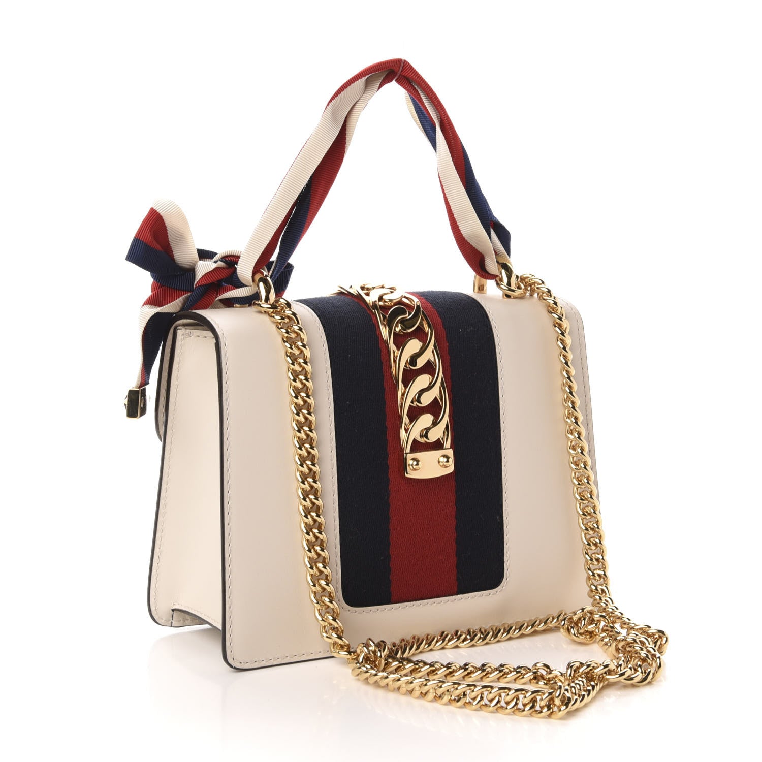 Gucci Calfskin Mini Sylvie Chain Shoulder Bag White 3 of 13