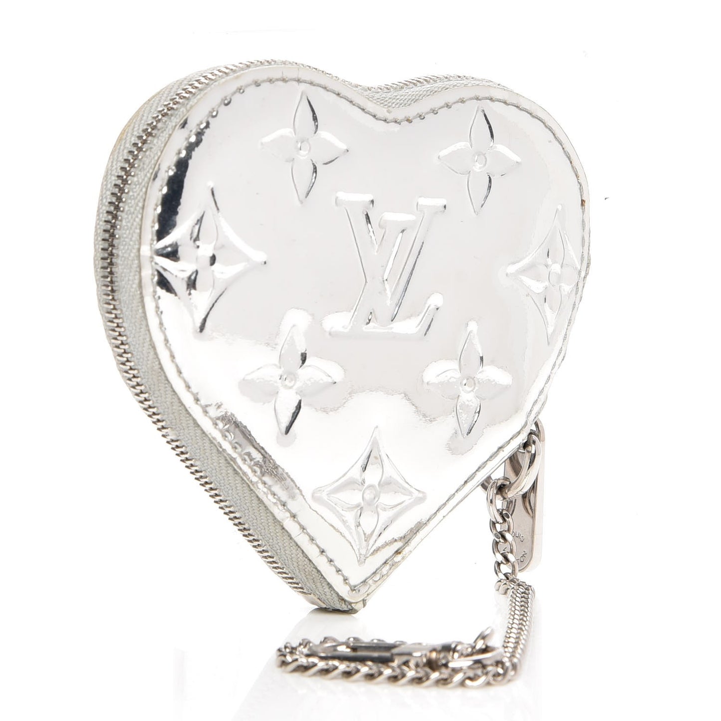 Monogram Miroir Heart Coin Purse Silver