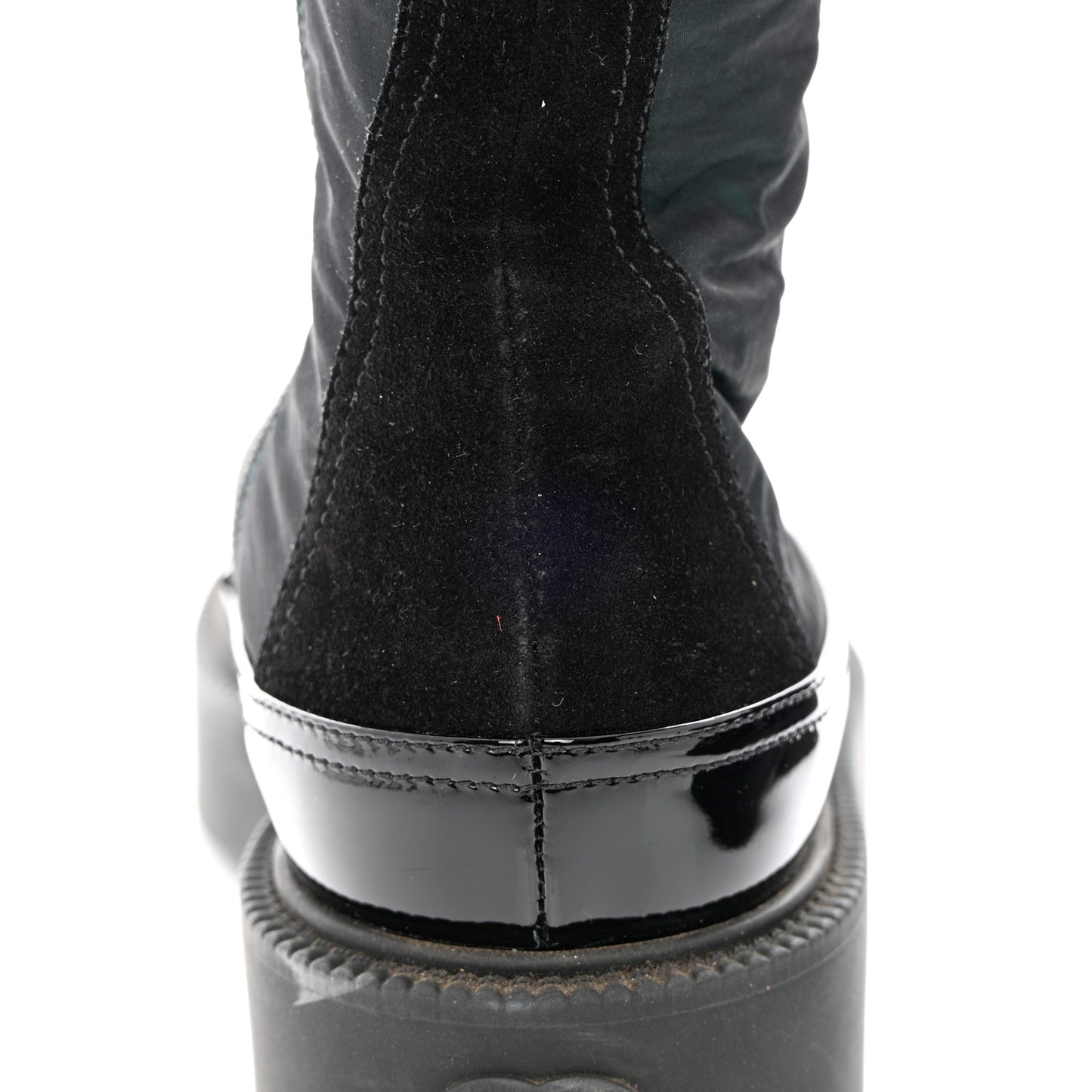 Calfskin Knit Lace Up Combat Boots 38 Black Green