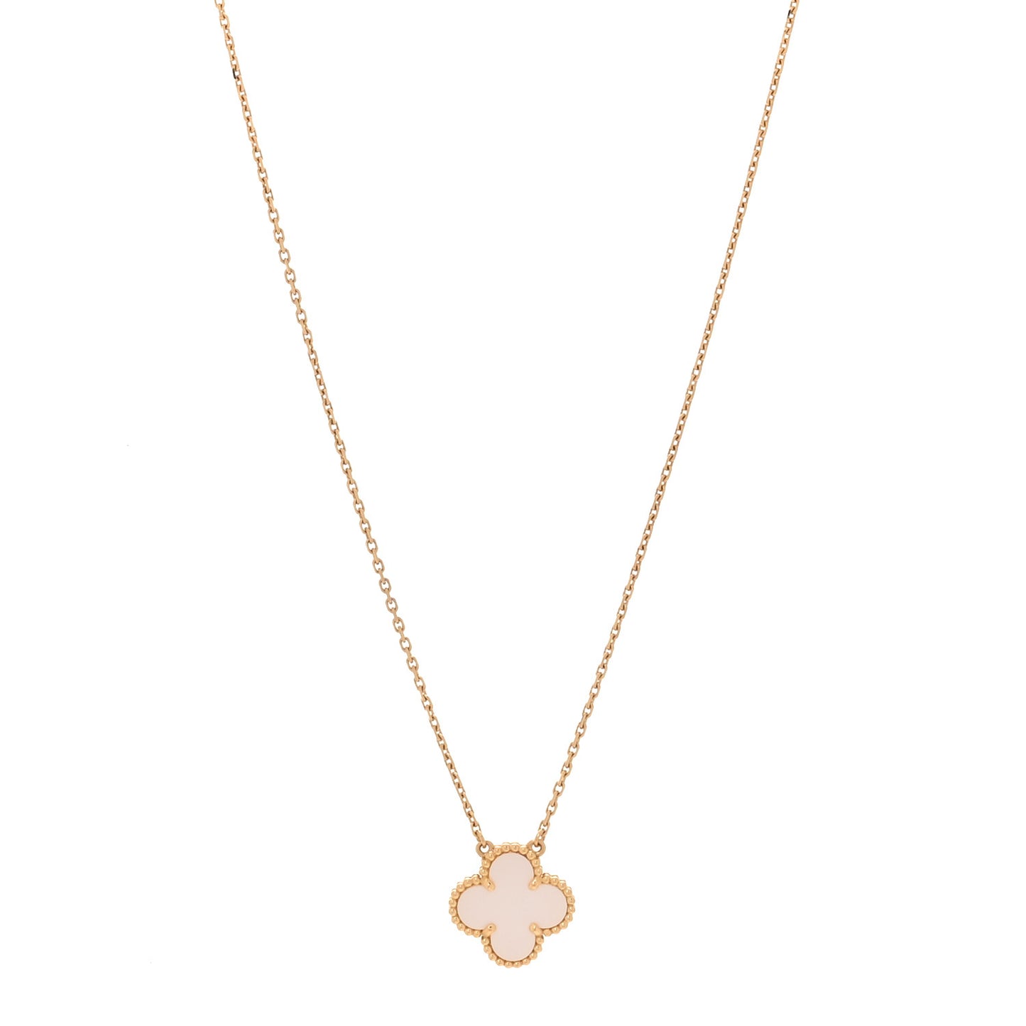 18K Yellow Gold Mother of Pearl Vintage Alhambra Pendant Necklace