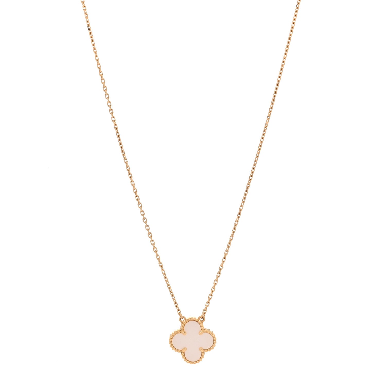 Van Cleef & Arpels 18K Yellow Gold Mother of Pearl Vintage Alhambra Pendant Necklace 1 of 5