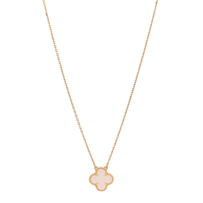 Van Cleef & Arpels 18K Yellow Gold Mother of Pearl Vintage Alhambra Pendant Necklace 1 of 5