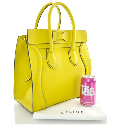 Celine Drummed Calfskin Mini Luggage Citron 3 of 10