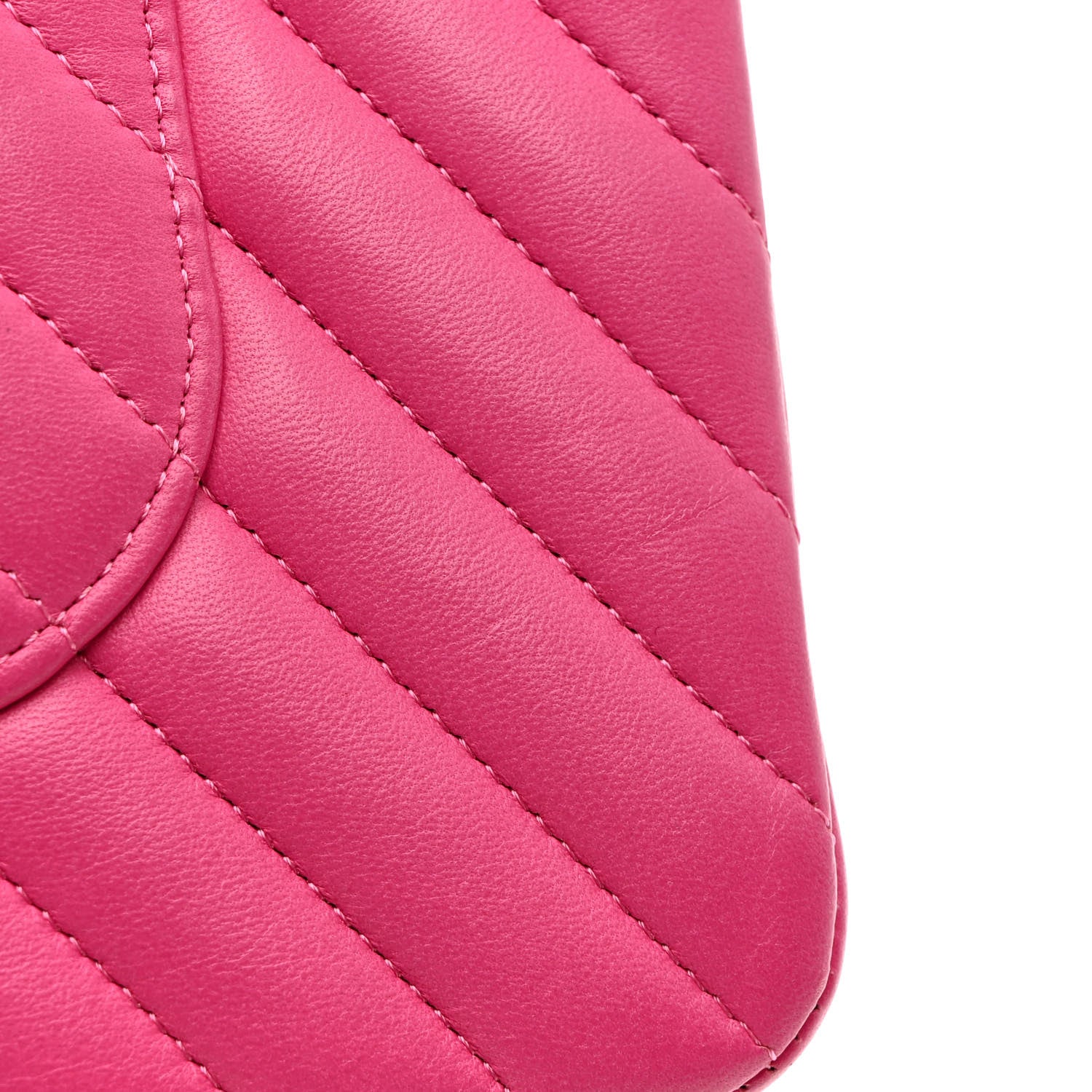 Chanel Lambskin Chevron Quilted Medium Double Flap Dark Pink 14 of 14