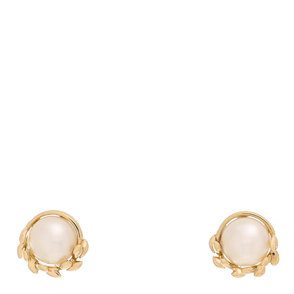 Tiffany 18K Yellow Gold Pearl Paloma Picasso Olive Leaf Earrings 1 of 4