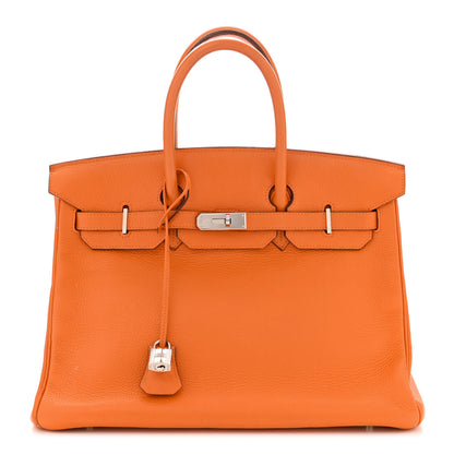 Hermes Taurillon Clemence Birkin 35 Orange 1 of 16