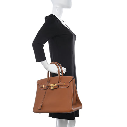 Hermes Taurillon Clemence Birkin 35 Gold 2 of 10